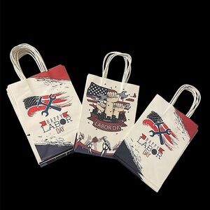 12 Patriotic Gift bags With Handle party favor bags Labor Day Goodie Treat Bags